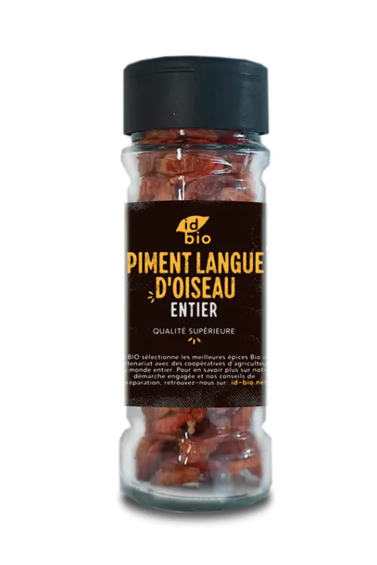Piment langue d'oiseau entier pot verre 20g - IDBio