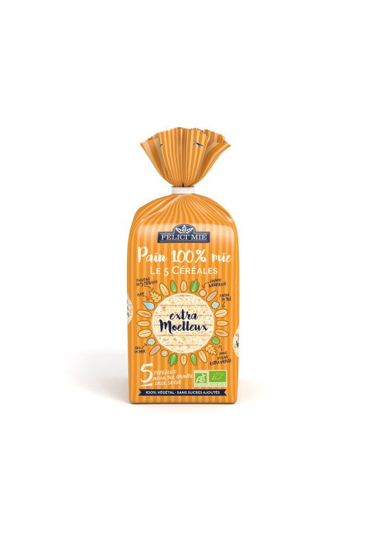 Pain de mie ecrouté 5 cereales 300g - Félici'Mie