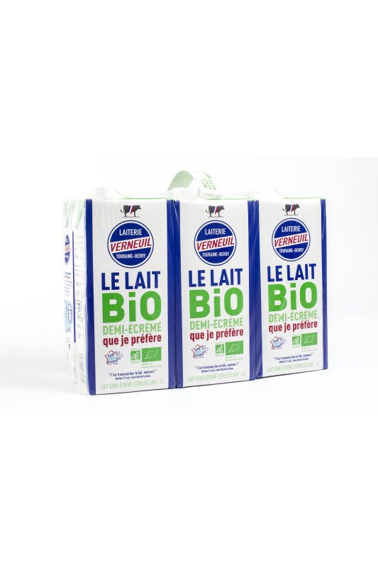 Lait UHT 1/2 Écrémé Bio 1L x 6 - Verneuil